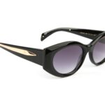 Ana Hickmann Katzenaugen Sonnenbrille AH9445 53A01A in Schwarz – 45° Seitenansicht