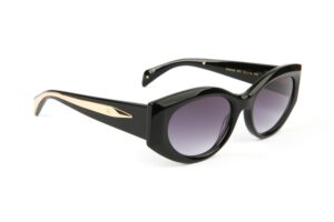 Ana Hickmann Katzenaugen Sonnenbrille AH9445 53A01A in Schwarz – 45° Seitenansicht