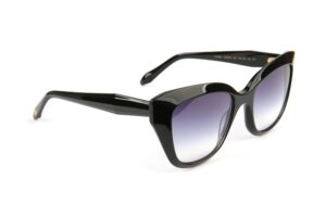 Ana Hickmann Rund Sonnenbrille AH9454 53A01 in Schwarz – 45° Seitenansicht