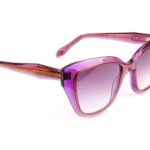 Ana Hickmann Rund Sonnenbrille AH9454 53H02 in Blau – 45° Seitenansicht
