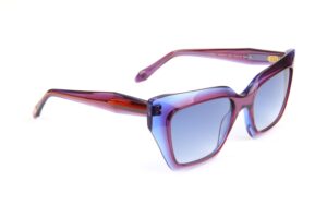 Ana Hickmann Quadrat Sonnenbrille AH9455 53H02 in Blau – 45° Seitenansicht