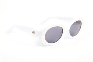 Ana Hickmann Rund Sonnenbrille AH9483 52D01 in Weiß – 45° Seitenansicht
