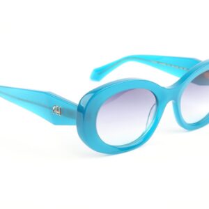 Ana Hickmann Rund Sonnenbrille AH9483 52T01 in Blau – 45° Seitenansicht