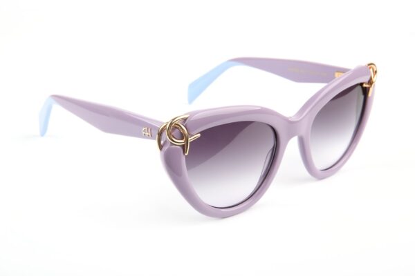 Ana Hickmann Schmetterling Sonnenbrille AH9469 54D01 in Lila – 45° Seitenansicht
