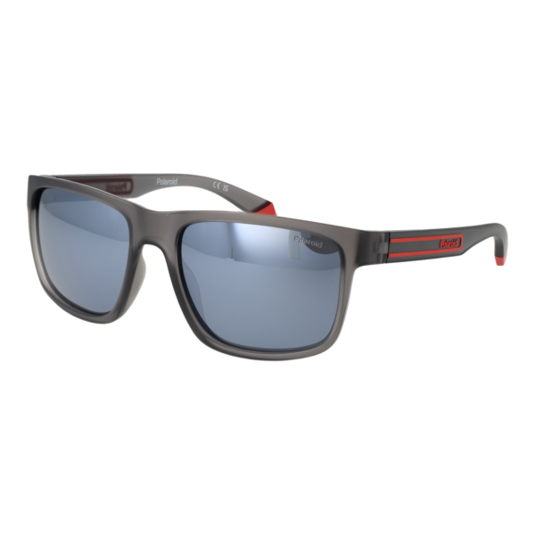 Polaroid Quadrat Sonnenbrille PLD 2157/S 57RIWEX in Grau – 45° Seitenansicht