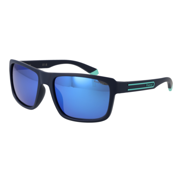 Polaroid Sonnenbrille PLD 2158/S 58FLL5X – 45° Seitenansicht Polaroid Rechteck Sonnenbrille PLD 2158/S 58FLL5X in Blau – 45° Seitenansicht