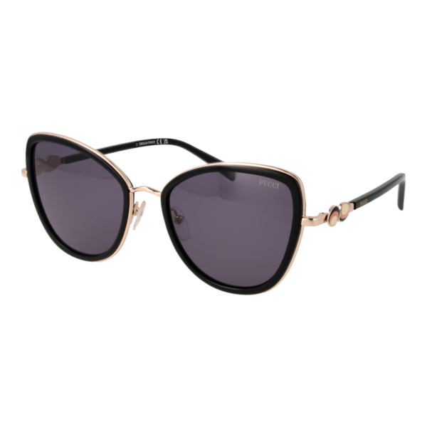 Pucci Katzenaugen Sonnenbrille EP0184 5705A in Schwarz – 45° Seitenansicht