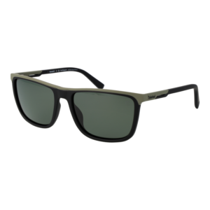Timberland Quadrat Sonnenbrille TB9302 5902R in Schwarz – 45° Seitenansicht