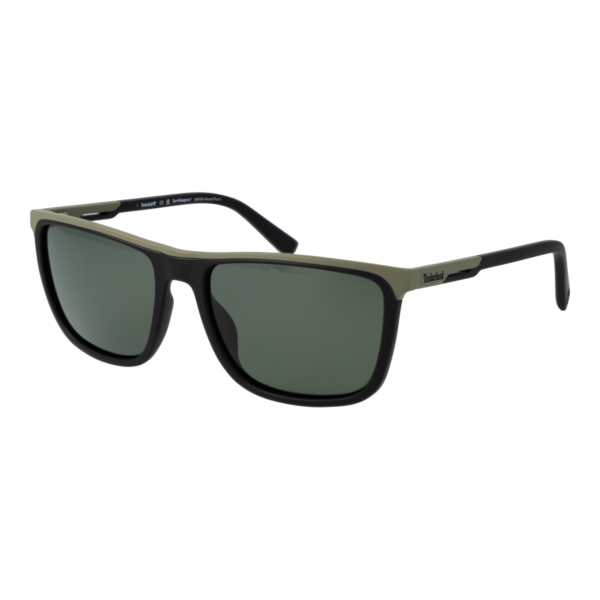 Timberland Quadrat Sonnenbrille TB9302 5902R in Schwarz – 45° Seitenansicht