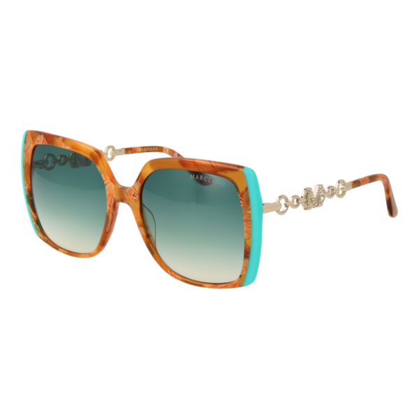 Marciano by Guess Quadrat Sonnenbrille GM00005 5756P in Braun – 45° Seitenansicht