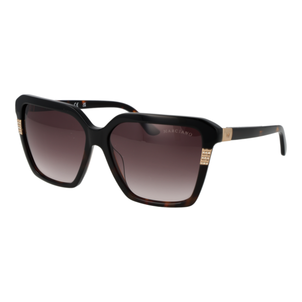 Marciano by Guess Quadrat Sonnenbrille GM00009 5805B in Schwarz – 45° Seitenansicht