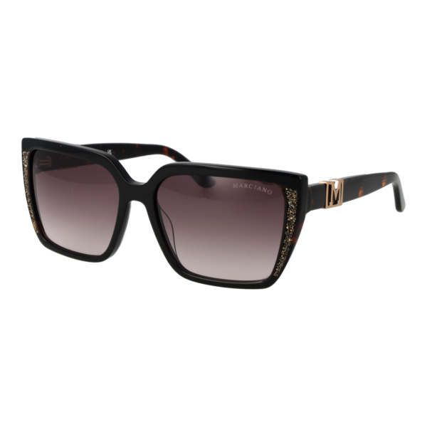 Marciano by Guess Quadrat Sonnenbrille GM00012 5805B in Schwarz – 45° Seitenansicht