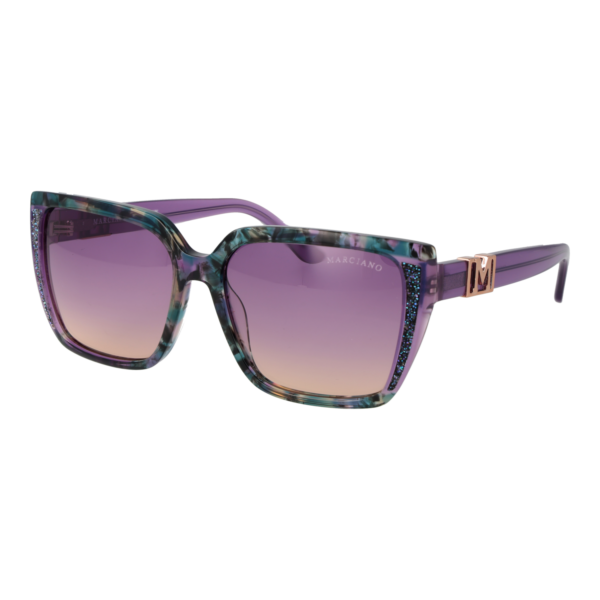 Marciano by Guess Quadrat Sonnenbrille GM00012 5883Z in Havanna – 45° Seitenansicht