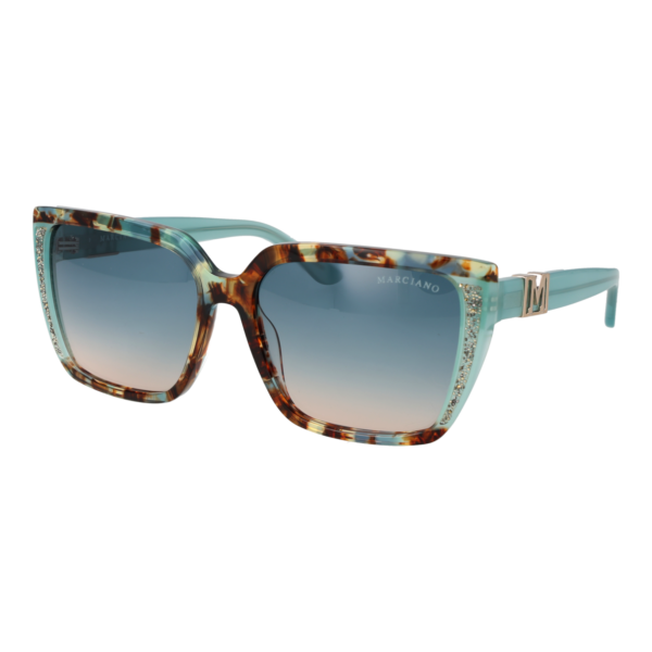 Marciano by Guess Quadrat Sonnenbrille GM00012 5889W in Türkis – 45° Seitenansicht