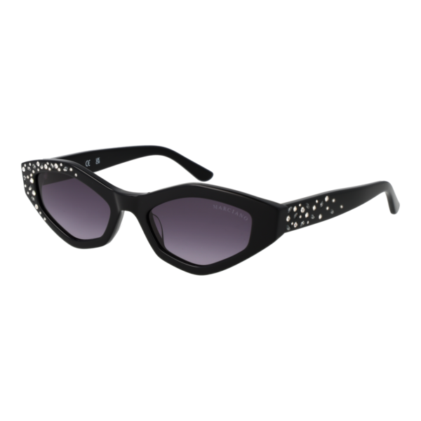 Marciano by Guess Rechteck Sonnenbrille GM00017 5301B in Schwarz – 45° Seitenansicht