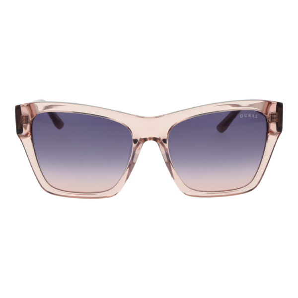 Guess Sonnenbrille GU00113 5557Z – Frontansicht mit Azetat Rahmen und Lila Gläsern