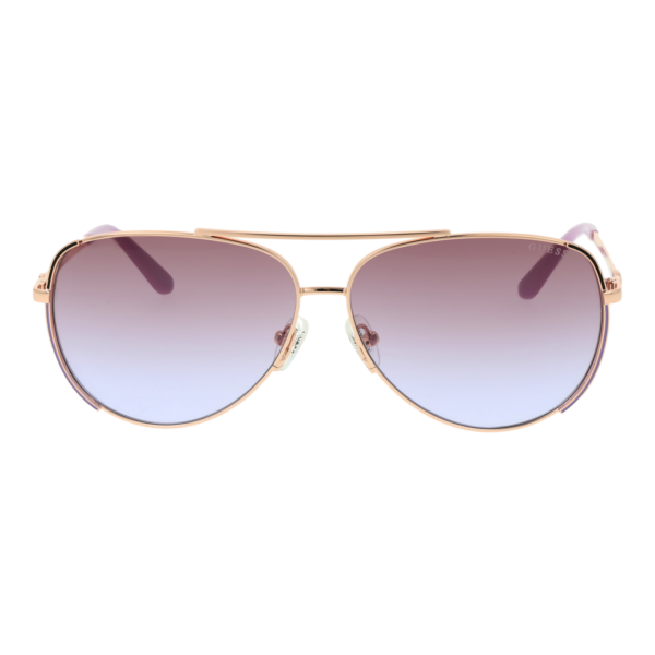 Guess Sonnenbrille GU00193 6259F – Frontansicht mit Metall Rahmen und Rosa Gläsern
