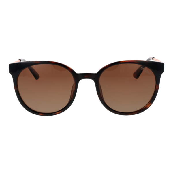 Guess Sonnenbrille GU7503 5252H – Frontansicht mit Kunststoff Rahmen und Braun Gläsern