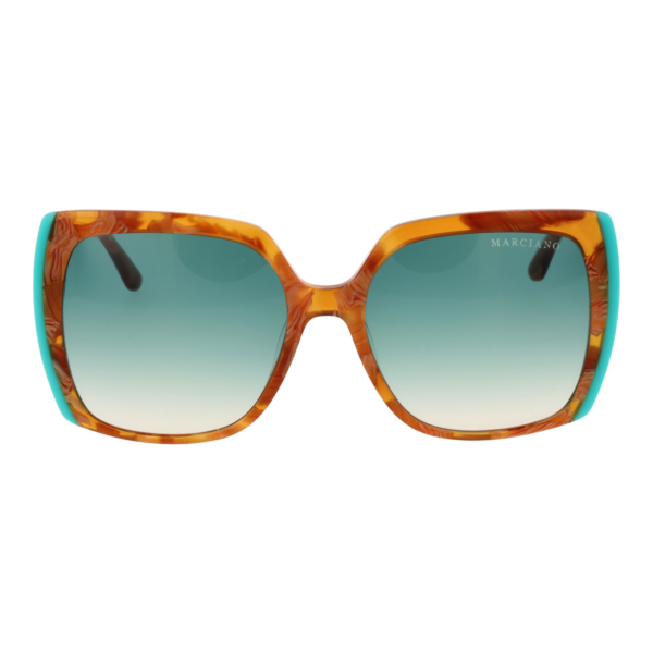 Marciano by Guess Sonnenbrille GM00005 5756P – Frontansicht mit Azetat Rahmen und Grün Gläsern