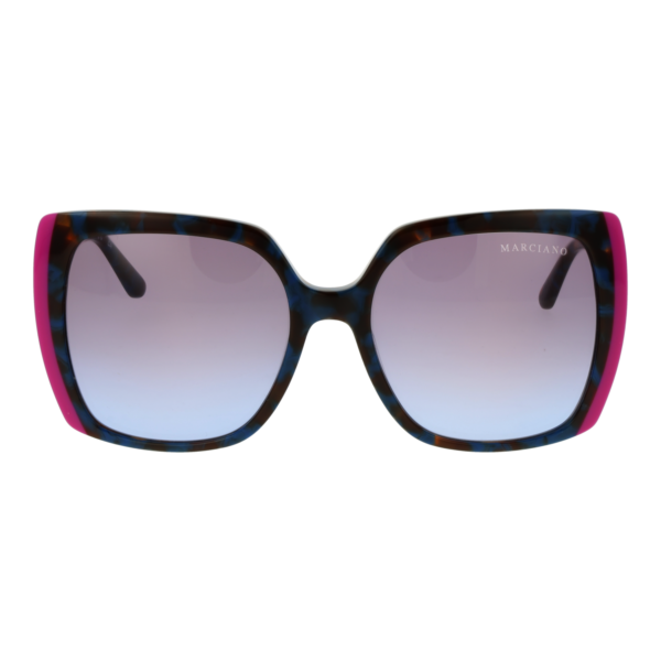Marciano by Guess Sonnenbrille GM00005 5792W – Frontansicht mit Azetat Rahmen und Lila Gläsern