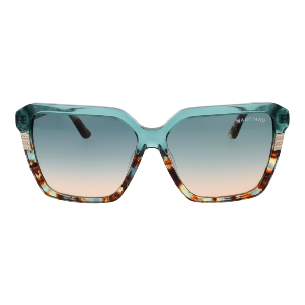 Marciano by Guess Sonnenbrille GM00009 5887W – Frontansicht mit Azetat Rahmen und Türkis Gläsern