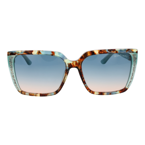 Marciano by Guess Sonnenbrille GM00012 5889W – Frontansicht mit Azetat Rahmen und Blau Gläsern