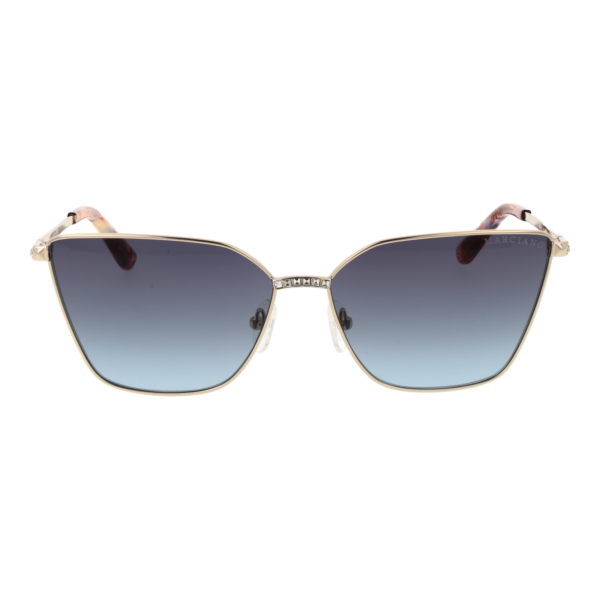 Marciano by Guess Sonnenbrille GM00023 6033W – Frontansicht mit Metall Rahmen und Blau Gläsern