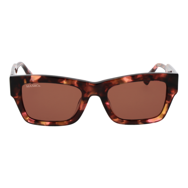 Max & Co Sonnenbrille MO0081 5255E – Frontansicht mit Azetat Rahmen und Braun Gläsern
