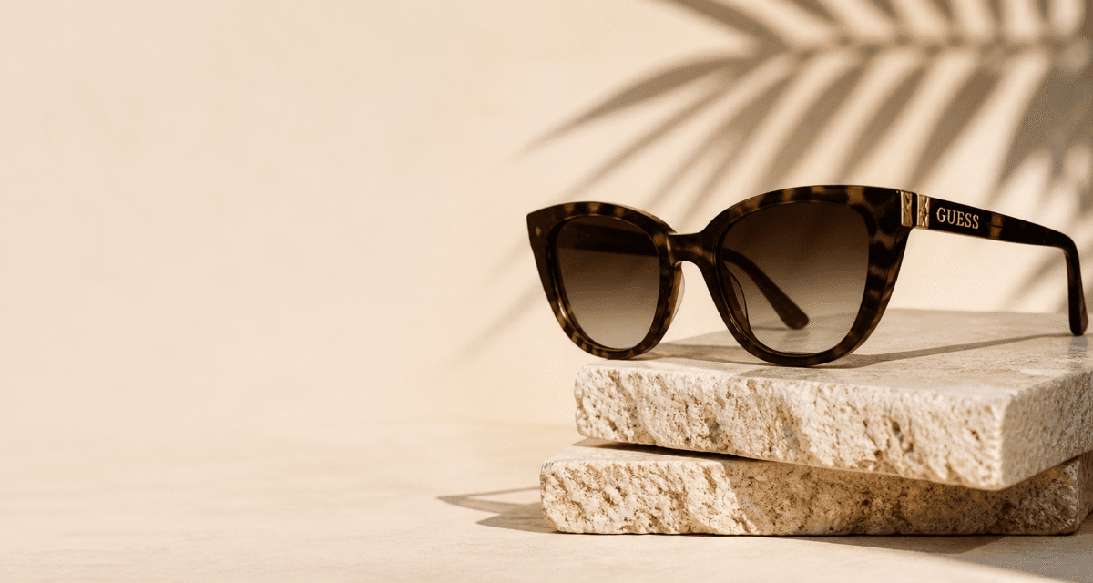 Premium Guess Sonnenbrille auf hellem Stein — 2Brillen.de