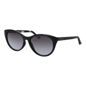 Ted Baker Katzenaugen Sonnenbrille TB1583 55001 in Schwarz – 45° Seitenansicht