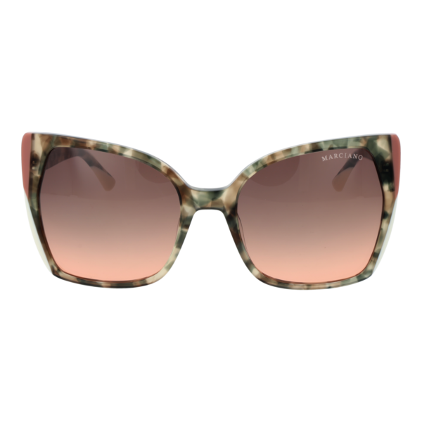 Marciano by Guess Sonnenbrille GM0831 5895F – Frontansicht mit Azetat Rahmen und Braun Gläsern