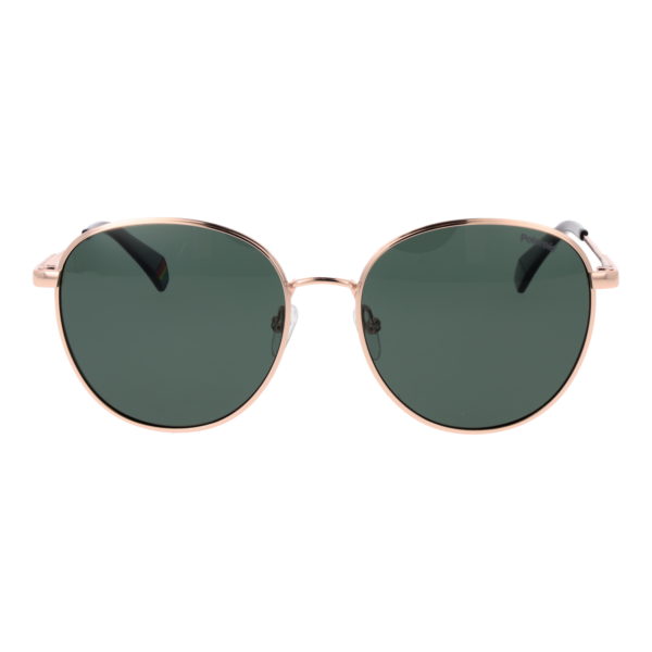 Polaroid Sonnenbrille PLD 6215/S/XN 56DDBUC – Frontansicht mit Metall Rahmen und Grün Gläsern