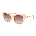 Roberto Cavalli Katzenaugen Sonnenbrille SRC033M 5306K6 in Beige – 45° Seitenansicht