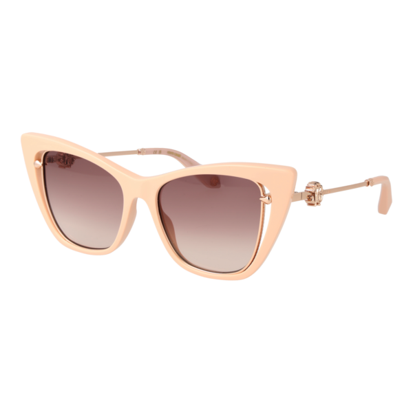Roberto Cavalli Katzenaugen Sonnenbrille SRC033M 5306K6 in Beige – 45° Seitenansicht