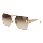 Philipp Plein Quadrat Sonnenbrille SPP122S 640F47 in Gold – 45° Seitenansicht