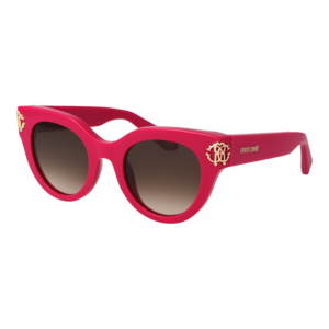 Roberto Cavalli Schmetterling Sonnenbrille SRC065M 5009M3 in Pink – 45° Seitenansicht