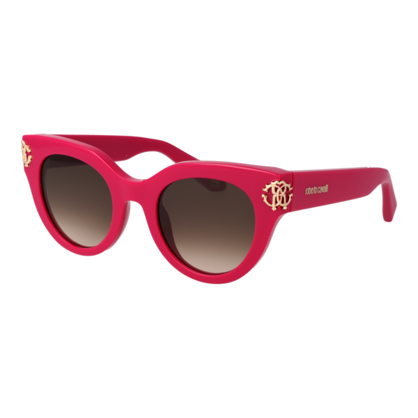 Roberto Cavalli Schmetterling Sonnenbrille SRC065M 5009M3 in Pink – 45° Seitenansicht