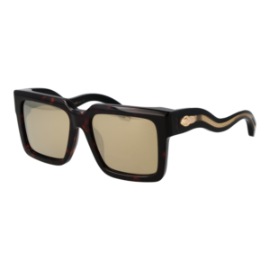 Roberto Cavalli Quadrat Sonnenbrille SRC055 55743G in Havanna – 45° Seitenansicht