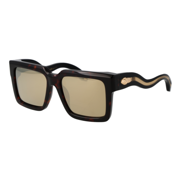 Roberto Cavalli Quadrat Sonnenbrille SRC055 55743G in Havanna – 45° Seitenansicht
