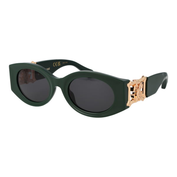 Roberto Cavalli Oval Sonnenbrille SRC064 530D80 in Grün – 45° Seitenansicht