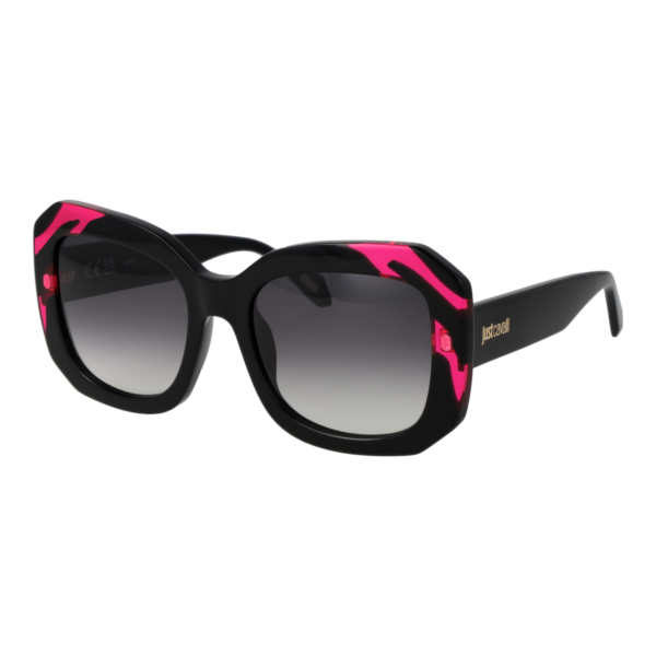 Just Cavalli Quadrat Sonnenbrille SJC085 5409P2 in Schwarz – 45° Seitenansicht