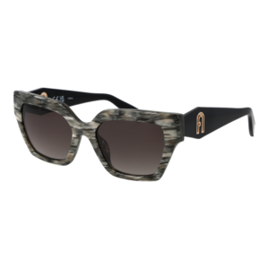 Furla Quadrat Sonnenbrille SFU811 5406BZ in Grau – 45° Seitenansicht