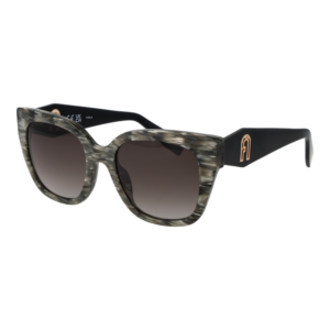 Furla Quadrat Sonnenbrille SFU812 5306BZ in Grau – 45° Seitenansicht