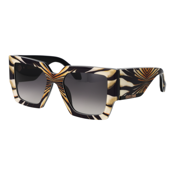 Roberto Cavalli Quadrat Sonnenbrille SRC067V 5406K4 in Havanna – 45° Seitenansicht