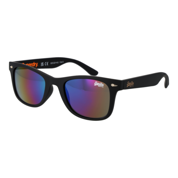 Superdry Quadrat Sonnenbrille SDS Rookie 52127 in Schwarz – 45° Seitenansicht