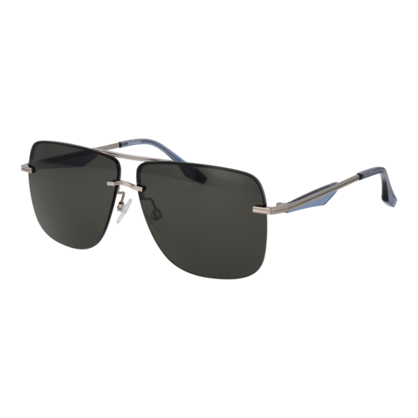 Trussardi Sonnenbrille TSM3001 64T02 – 45° Seitenansicht Trussardi Quadrat Sonnenbrille TSM3001 64T02 in Silber – 45° Seitenansicht