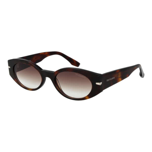 Trussardi Oval Sonnenbrille TSW9017 54G21 in Braun – 45° Seitenansicht