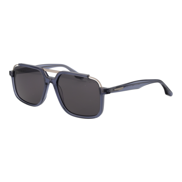 Trussardi Quadrat Sonnenbrille TSM9037 58T01 in Blau – 45° Seitenansicht