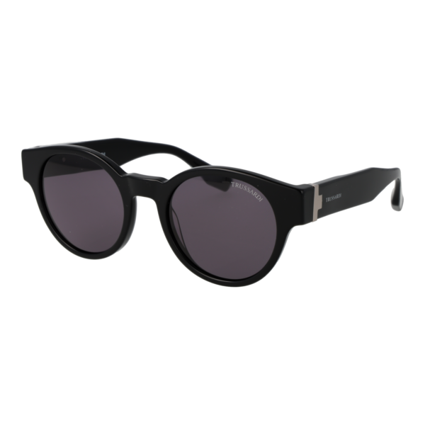 Trussardi Rund Sonnenbrille TSM9027 52A01 in Schwarz – 45° Seitenansicht