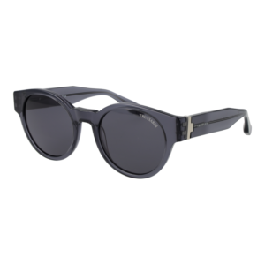 Trussardi Rund Sonnenbrille TSM9027 52T02 in Grau – 45° Seitenansicht